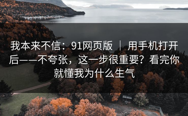 我本来不信：91网页版 ｜ 用手机打开后——不夸张，这一步很重要？看完你就懂我为什么生气
